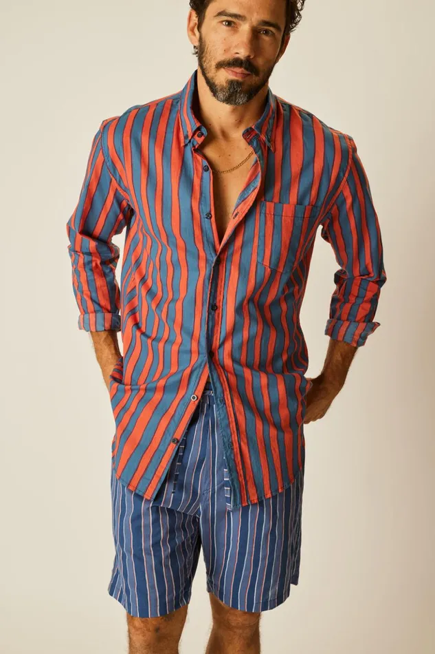 Max Shirt Batik Stripe Blood Orage Men Natalie Martin