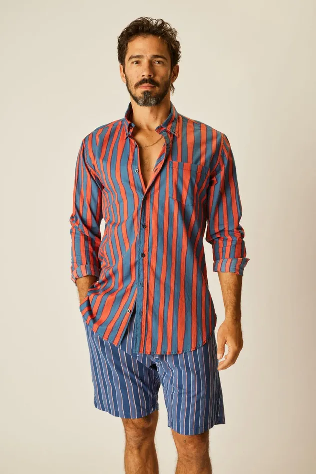 Max Shirt Batik Stripe Blood Orage Men Natalie Martin