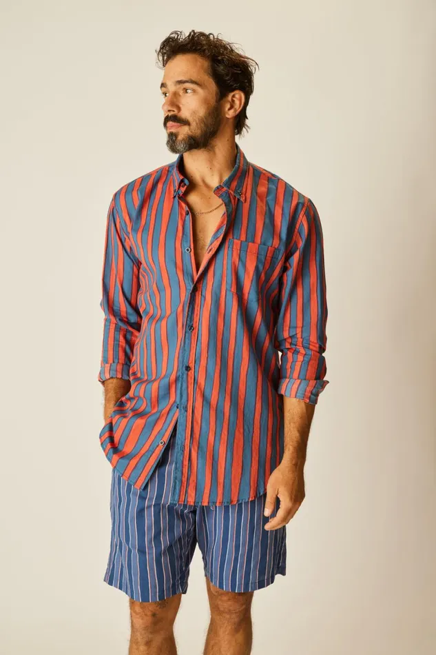 Max Shirt Batik Stripe Blood Orage Men Natalie Martin