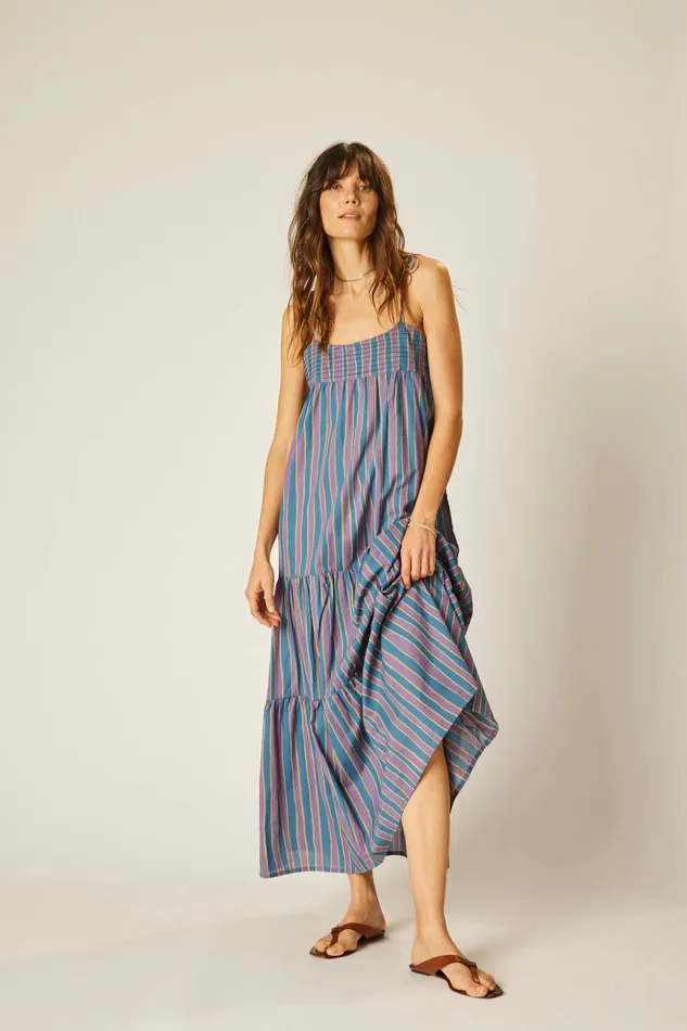 Melanie Dress Batik Stripe Lavender Women Natalie Martin Dresses