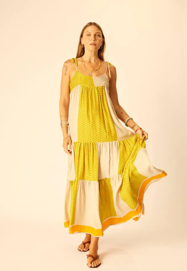 Melanie Dress Block Zigzag Tangerine Women Natalie Martin Dresses