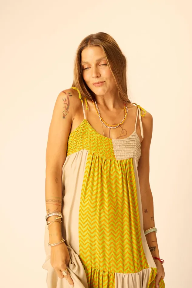 Melanie Dress Block Zigzag Tangerine Women Natalie Martin Dresses