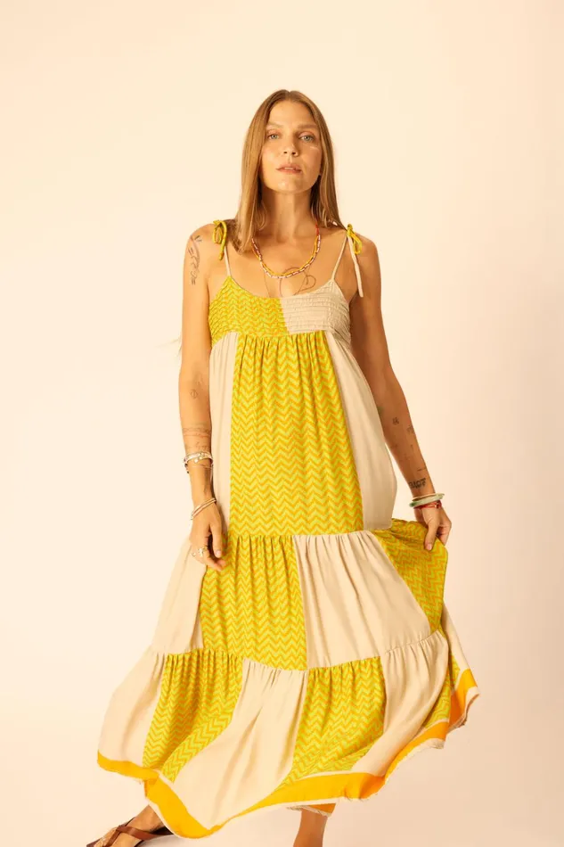 Melanie Dress Block Zigzag Tangerine Women Natalie Martin Dresses