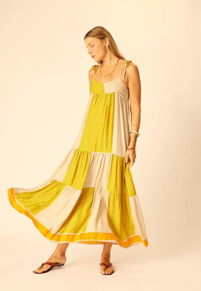 Melanie Dress Block Zigzag Tangerine Women Natalie Martin Dresses