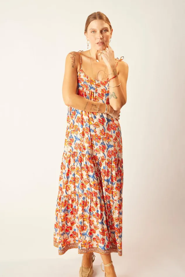 Melanie Dress Silk Watercolor Clementine Women Natalie Martin Dresses