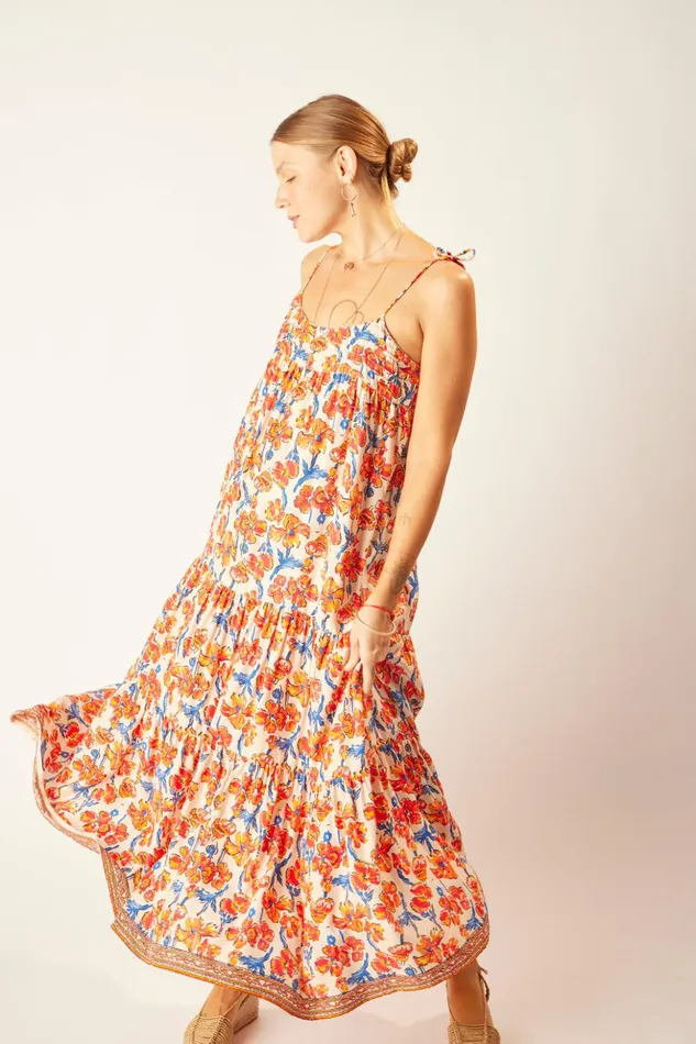 Melanie Dress Silk Watercolor Clementine Women Natalie Martin Dresses