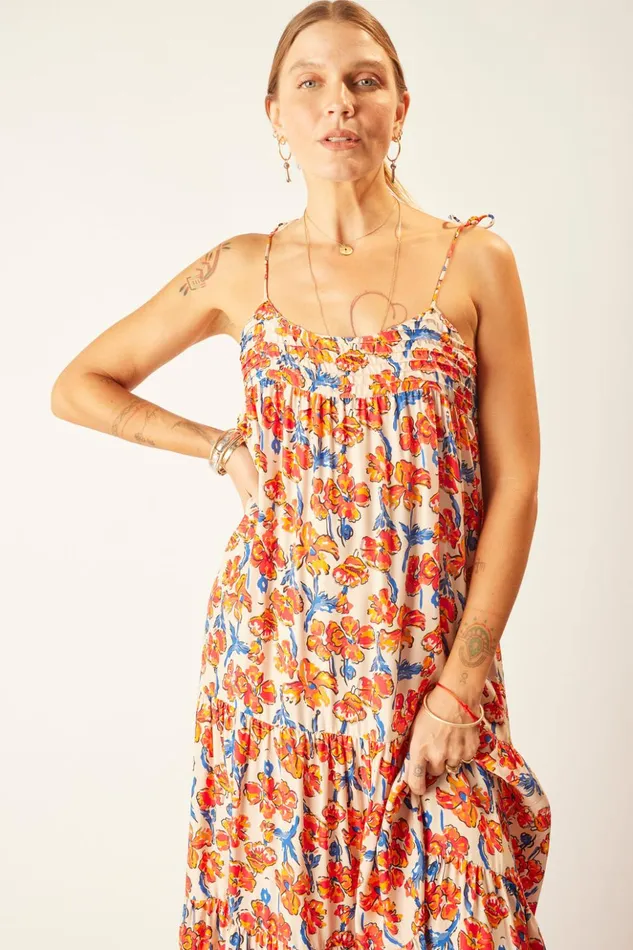Melanie Dress Silk Watercolor Clementine Women Natalie Martin Dresses