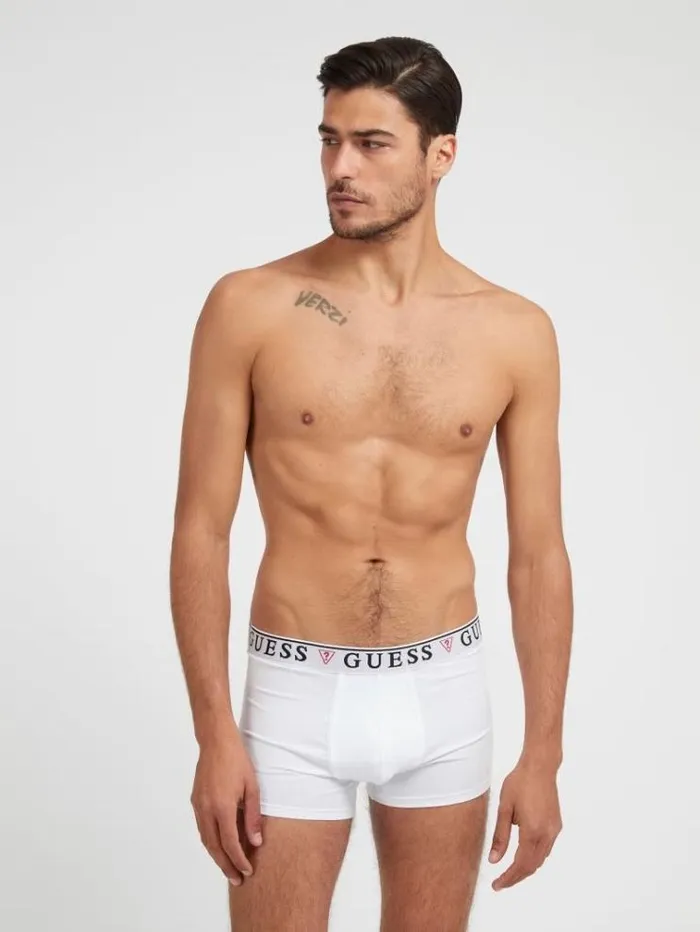 Men 3 Pack Boxers With Logo White Guess Underwear