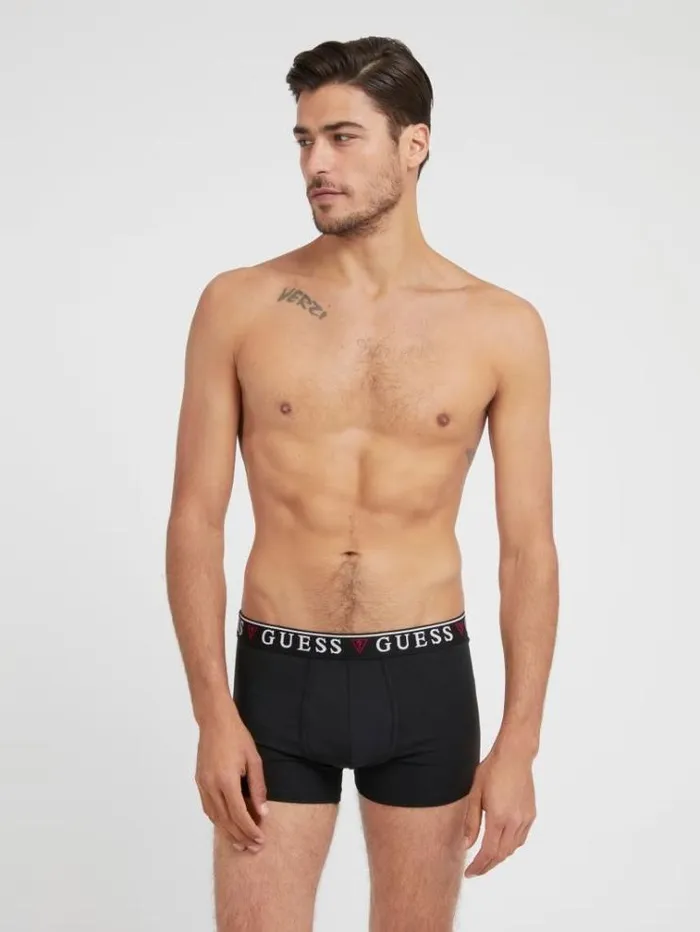 Men 3 Pack Boxers With Logo White Guess Underwear