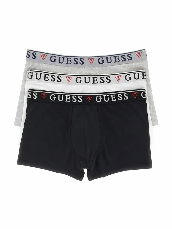 Men 3 Pack Boxers With Logo White Guess Underwear