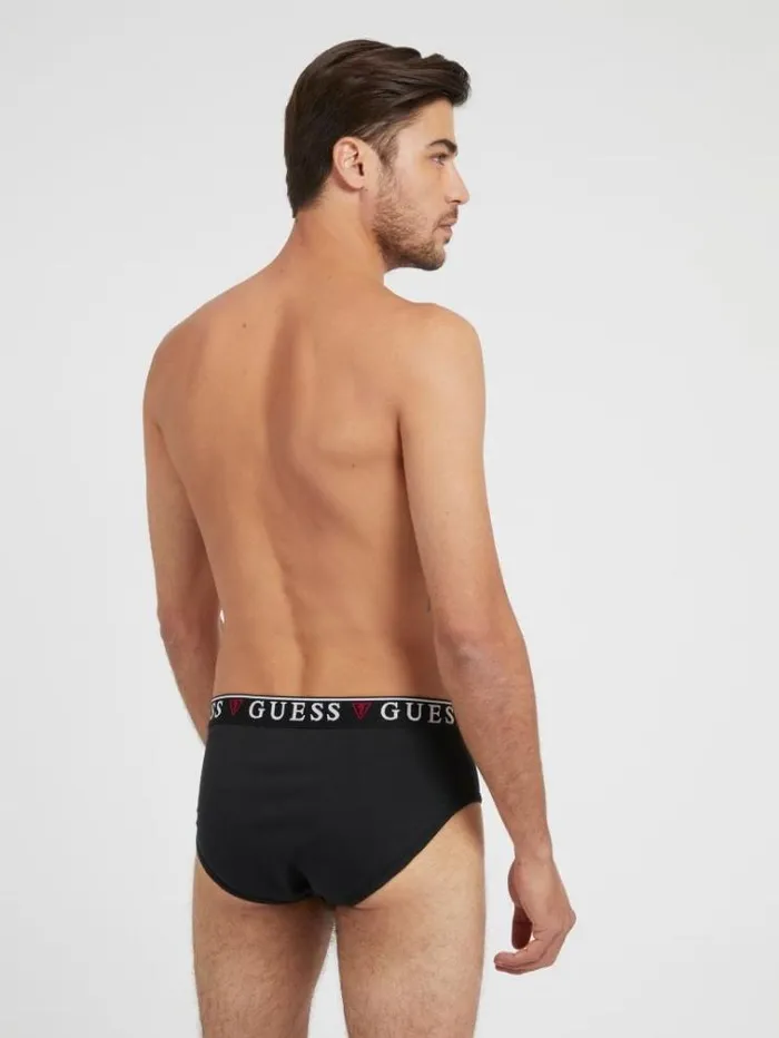 Men 3 Pack Briefs With Logo Band White Guess Underwear