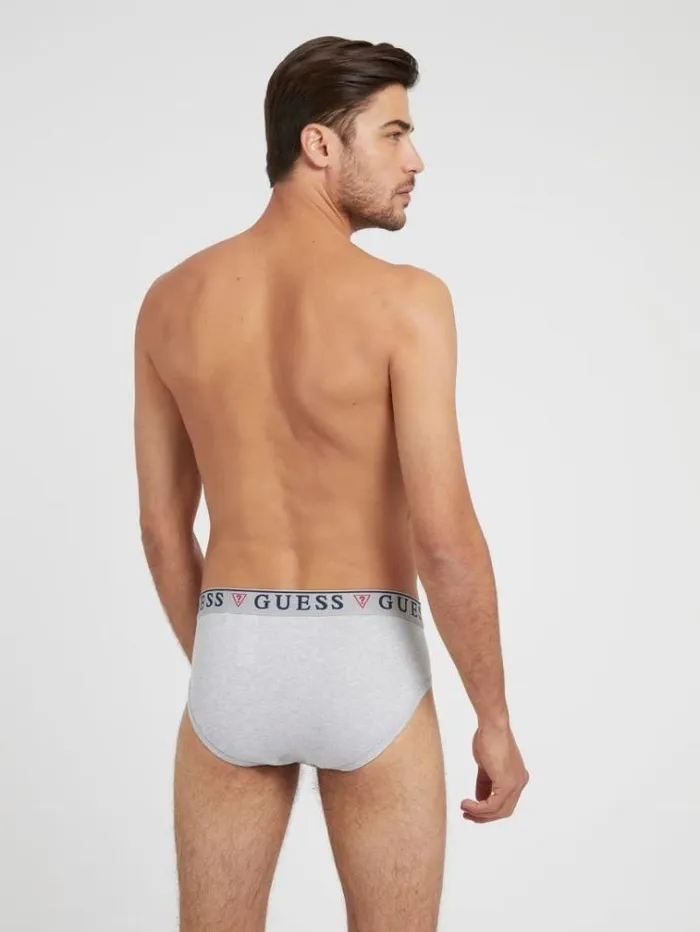 Men 3 Pack Briefs With Logo Band White Guess Underwear