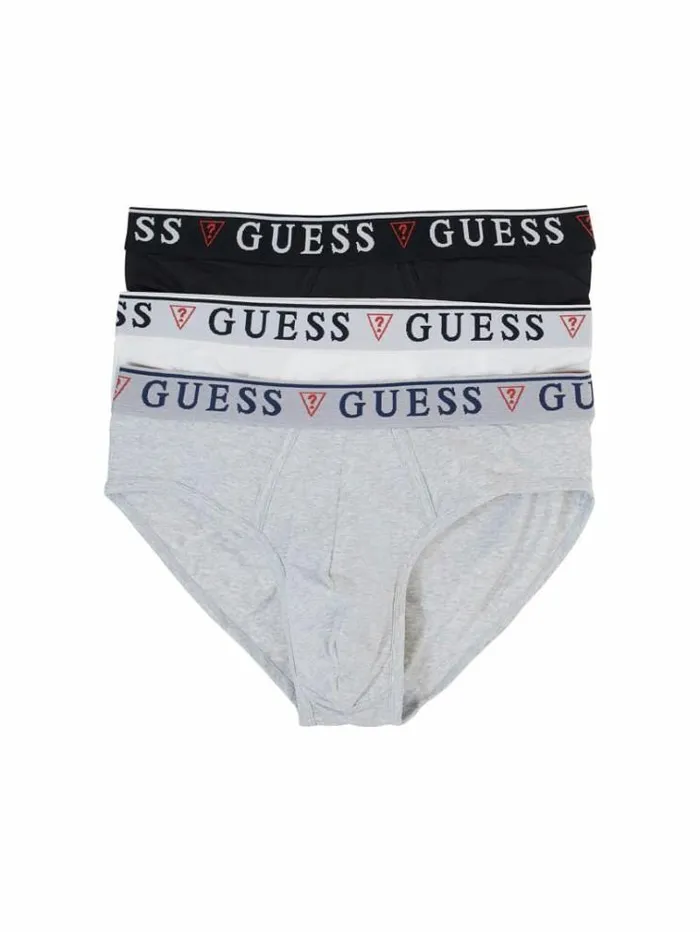 Men 3 Pack Briefs With Logo Band White Guess Underwear