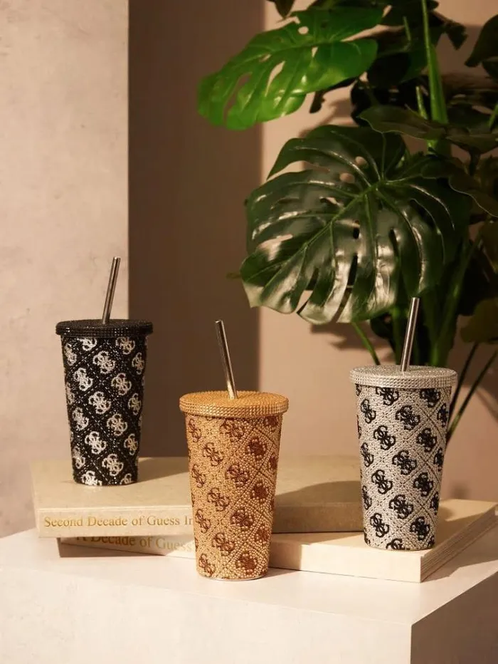 Men 4g Logo Travel Tumbler Cup Black Multi Guess Home Collection