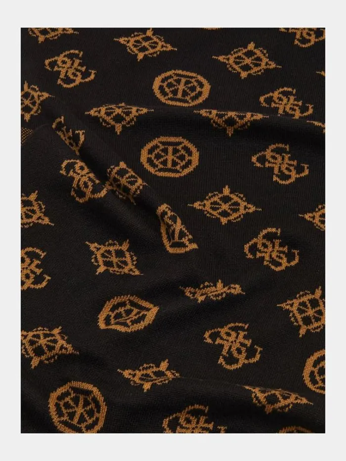 Men 4g Peony Logo Scarf Brown Multi Guess Scarves Hats Gloves