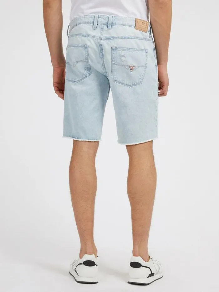 Men Abrasions Denim Shorts Light Blue Guess Shorts