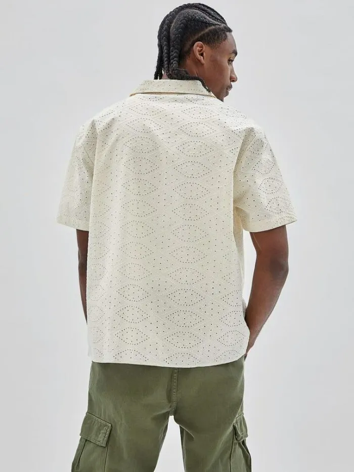 Men All Over Embroidery Shirt White Guess Shirts