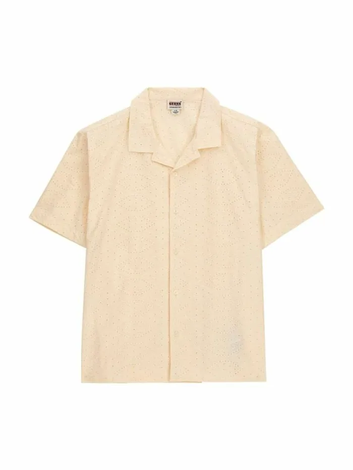 Men All Over Embroidery Shirt White Guess Shirts
