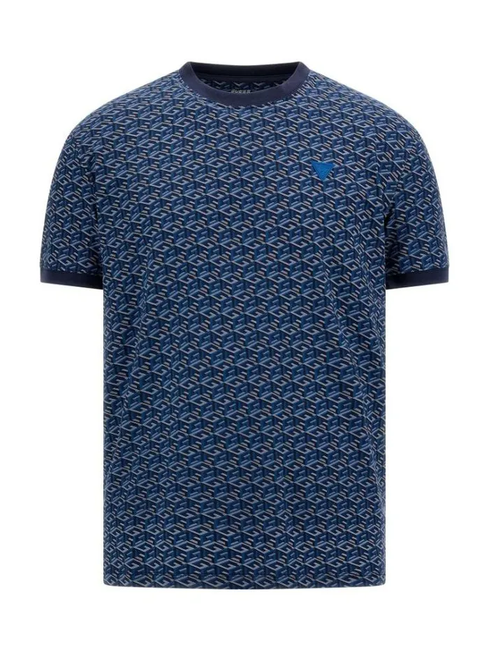 Men All Over G Cube Logo Tshirt Blue Multi Guess Activewear