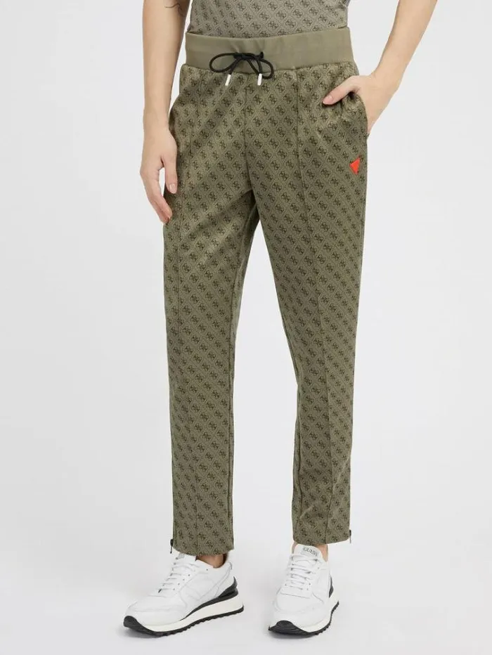 Men All Over Logo Jogger Pant Green Multi Guess Trousers