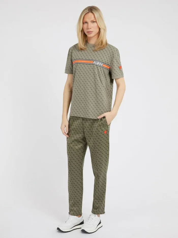 Men All Over Logo Jogger Pant Green Multi Guess Trousers