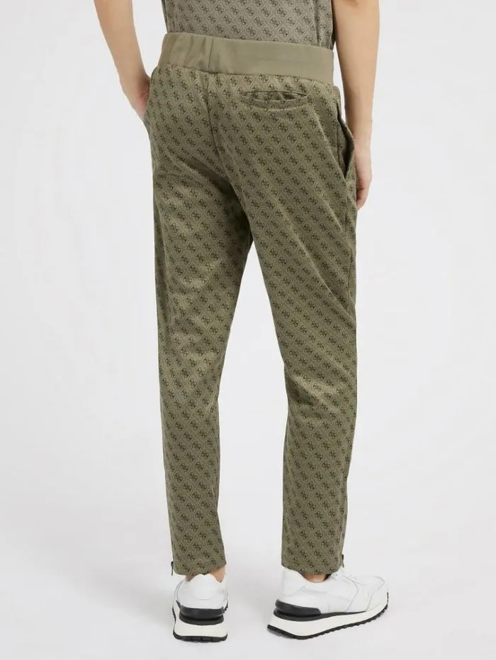 Men All Over Logo Jogger Pant Green Multi Guess Trousers