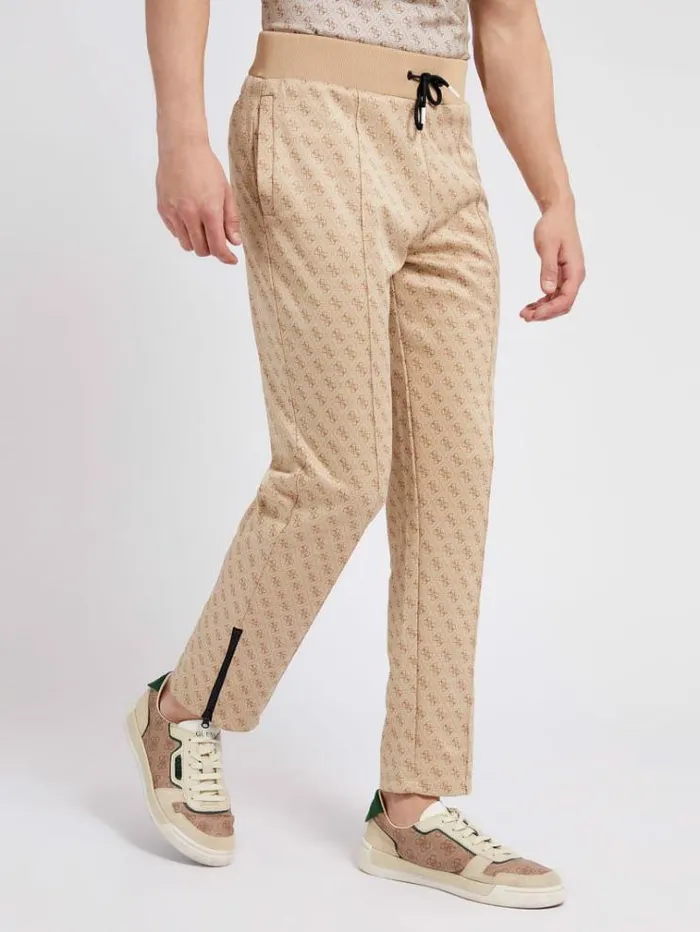 Men All Over Logo Jogger Pant Multi Beige Guess Trousers