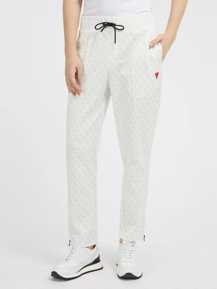 Men All Over Logo Jogger Pant White Multi Guess Trousers