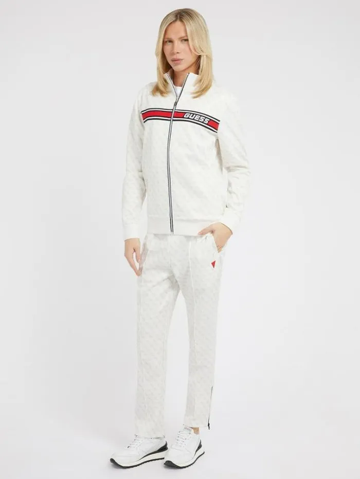 Men All Over Logo Jogger Pant White Multi Guess Trousers