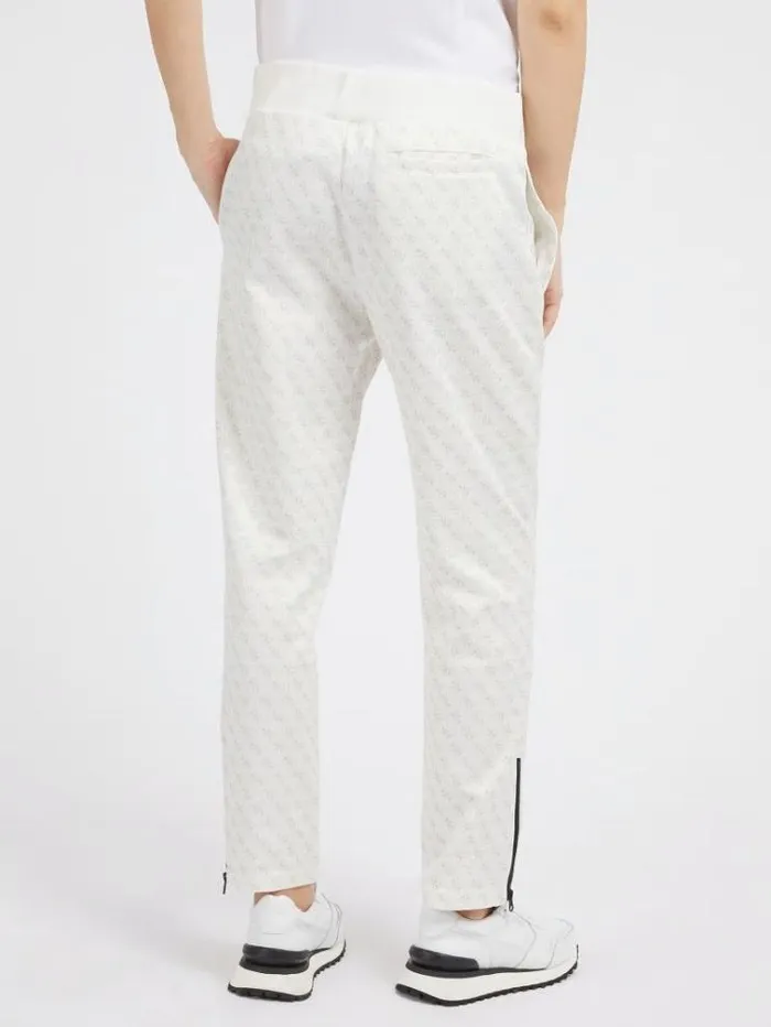 Men All Over Logo Jogger Pant White Multi Guess Trousers