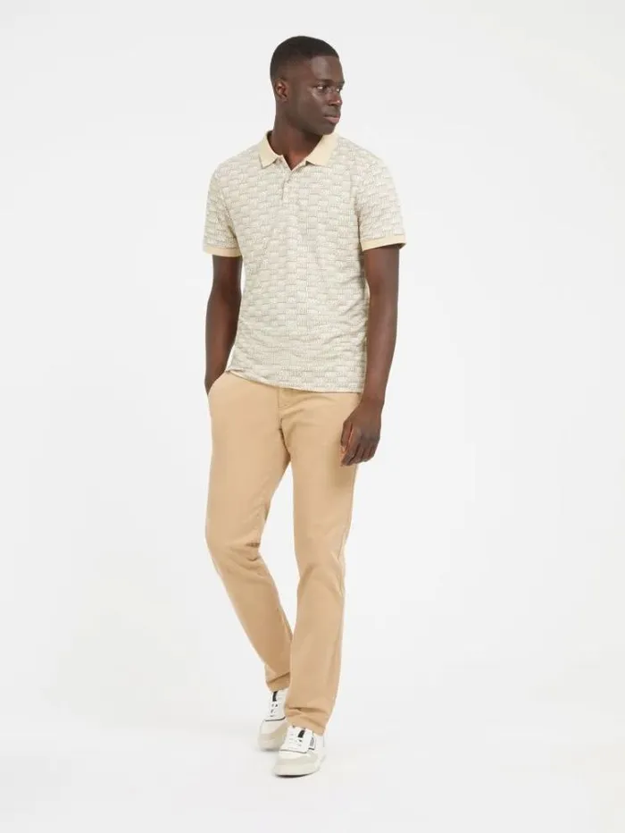 Men All Over Logo Polo Multi Beige Guess Tshirts And Polo Shirts