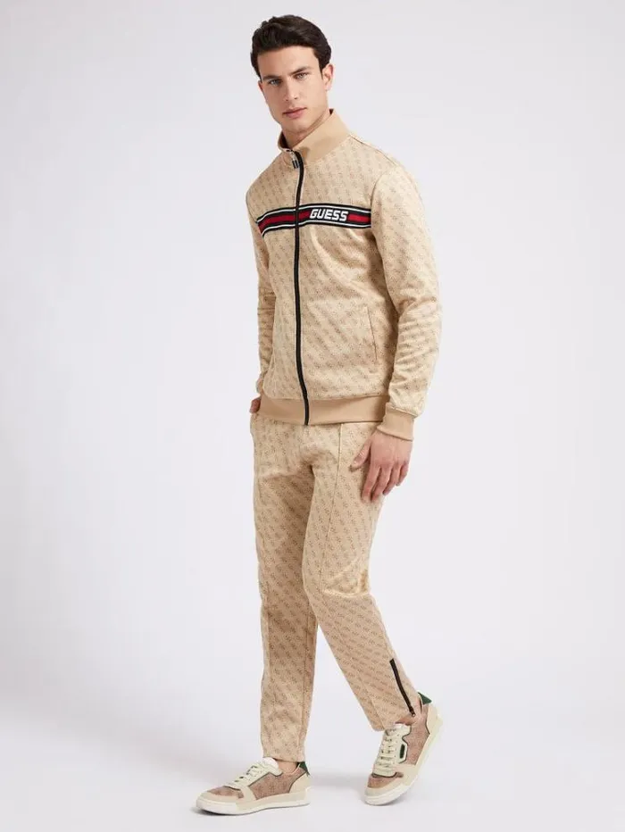 Men All Over Logo Sweatshirt Multi Beige Guess Knitwear And Sweatshirts