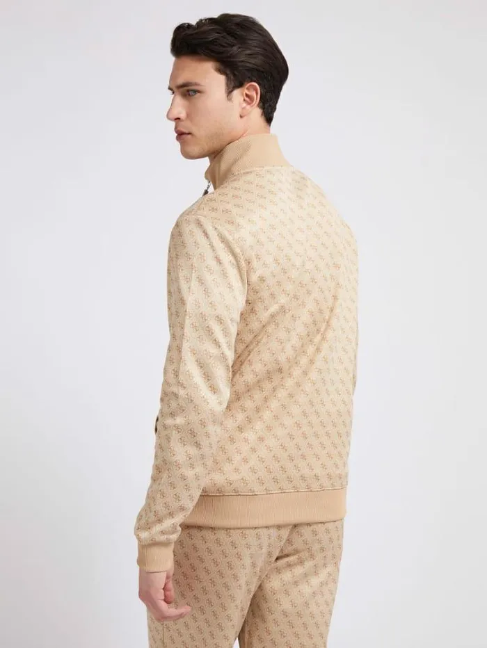 Men All Over Logo Sweatshirt Multi Beige Guess Knitwear And Sweatshirts