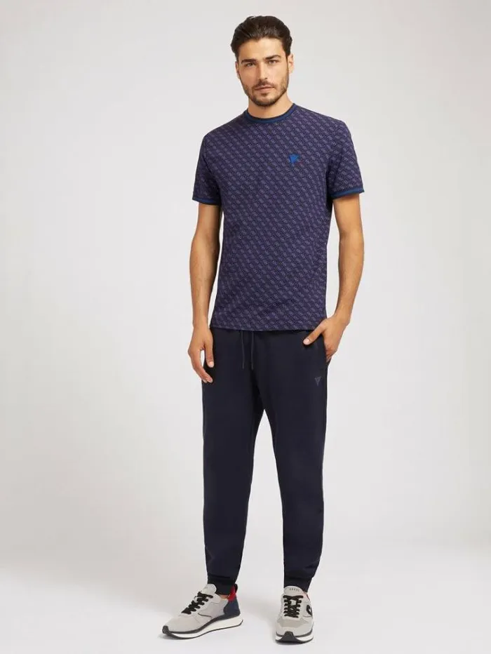 Men All Over Logo Tshirt Blue Multi Guess Tshirts And Polo Shirts
