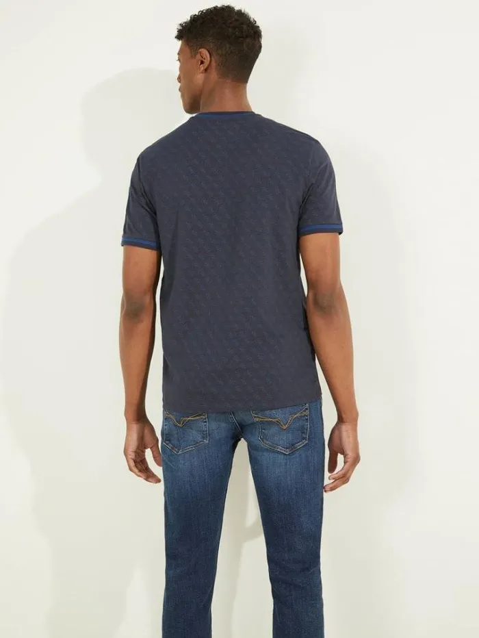 Men All Over Logo Tshirt Blue Multi Guess Tshirts And Polo Shirts