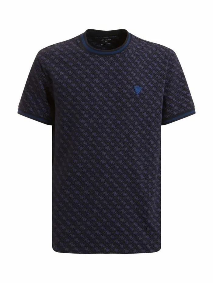 Men All Over Logo Tshirt Blue Multi Guess Tshirts And Polo Shirts