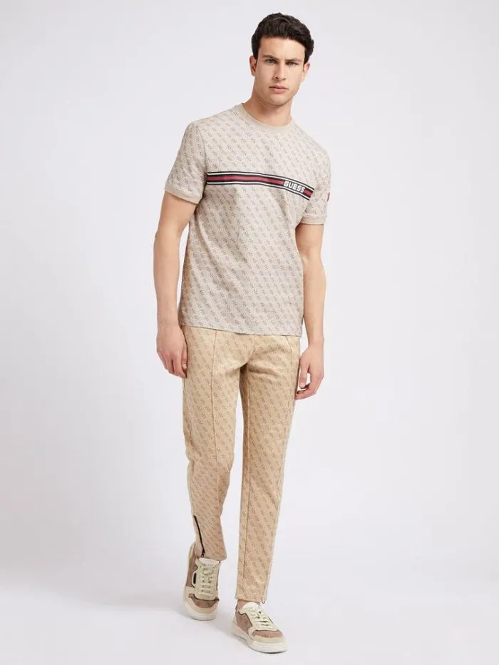 Men All Over Logo Tshirt Multi Beige Guess Tshirts And Polo Shirts