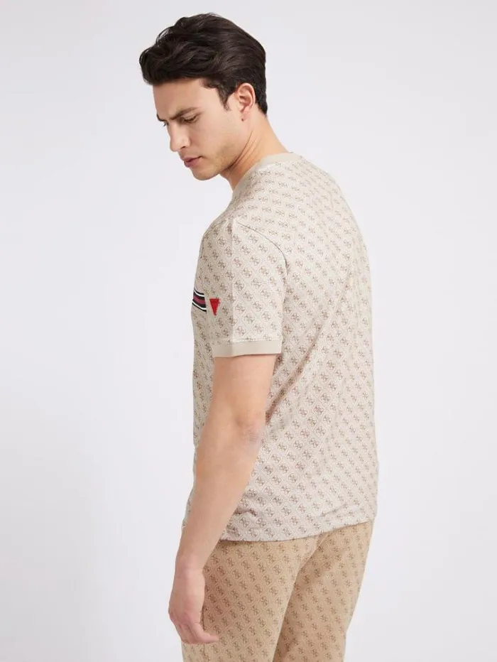 Men All Over Logo Tshirt Multi Beige Guess Tshirts And Polo Shirts