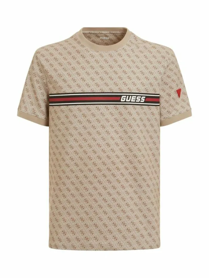 Men All Over Logo Tshirt Multi Beige Guess Tshirts And Polo Shirts