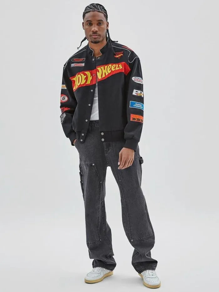 Men All Over Patches Jacket Black Guess Coats And Jackets