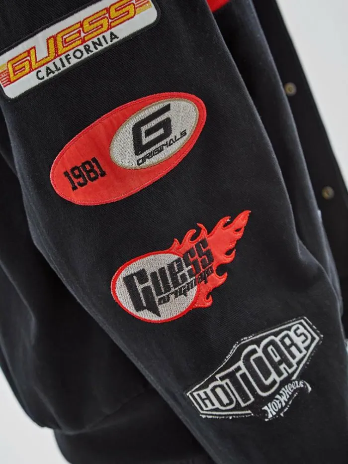 Men All Over Patches Jacket Black Guess Coats And Jackets