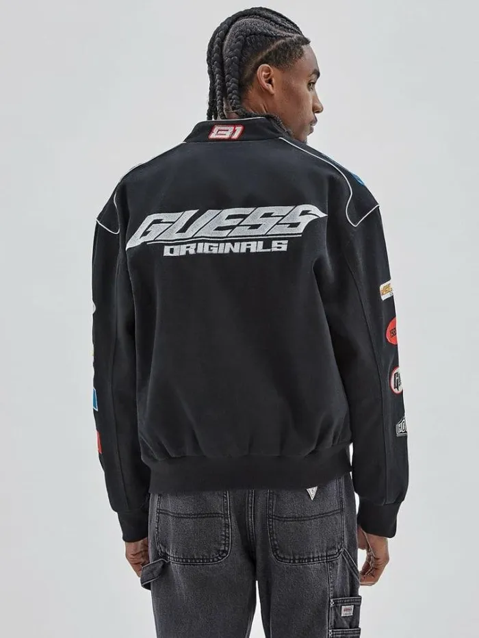 Men All Over Patches Jacket Black Guess Coats And Jackets