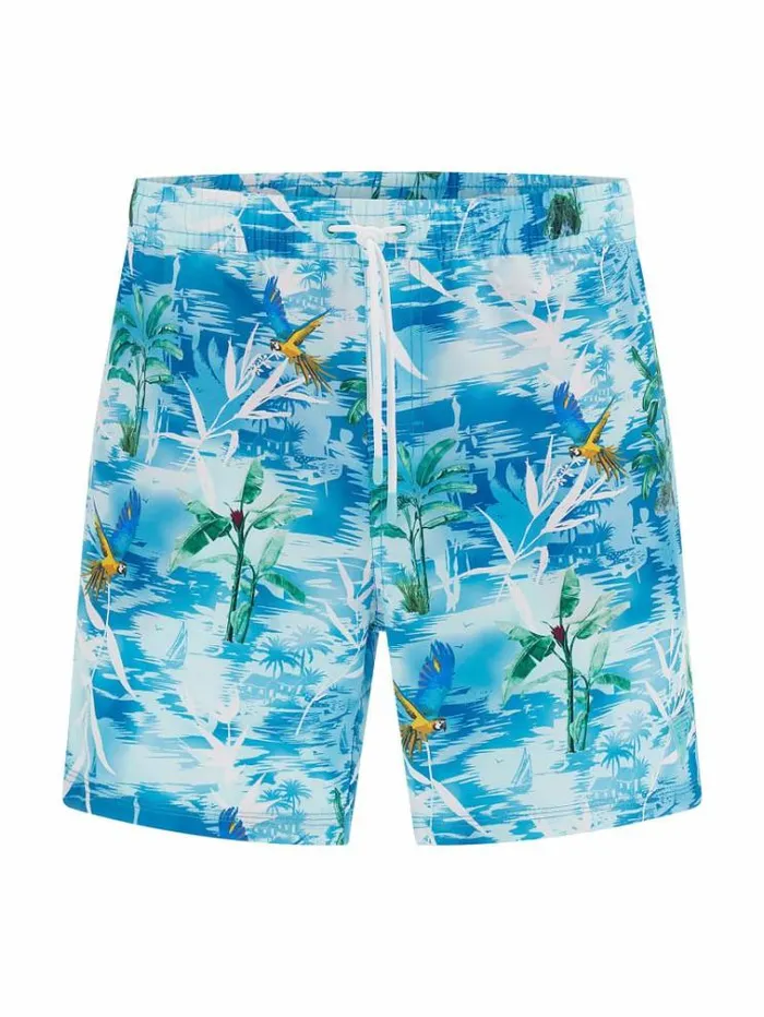 Men All Over Print Medium Swim Trunk Floral Light Blue Guess Beachwear