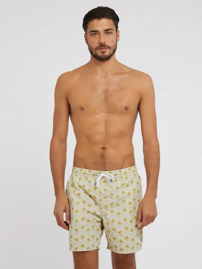 Men All Over Print Medium Swim Trunk Multi Yellow Guess Beachwear