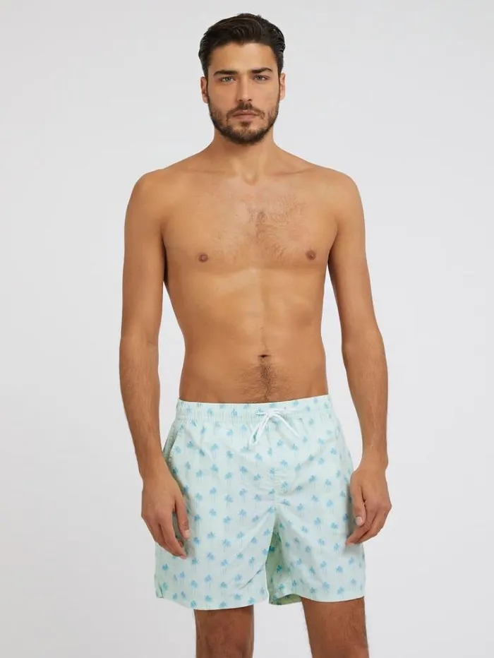 Men All Over Print Medium Swim Trunk Shades Of Blue Guess Beachwear