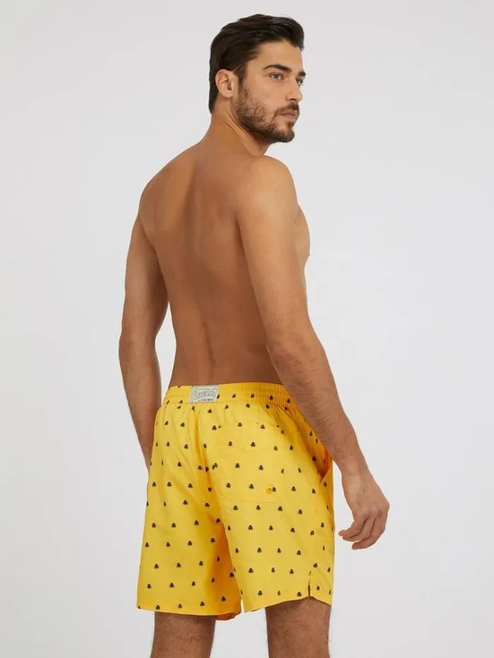 Men All Over Print Medium Swim Trunk Yellow Guess Beachwear