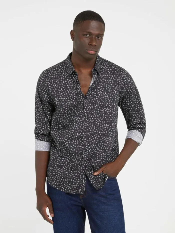 Men All Over Print Shirt Black Multi Guess Shirts