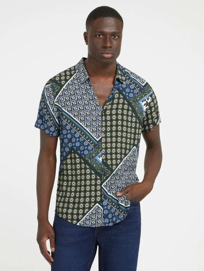 Men All Over Print Shirt Multicolor Pattern Guess Shirts