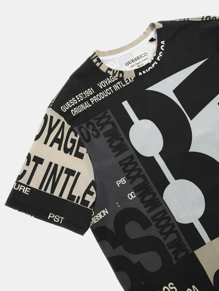 Men All Over Print Tshirt Black Guess Tshirts And Polo Shirts