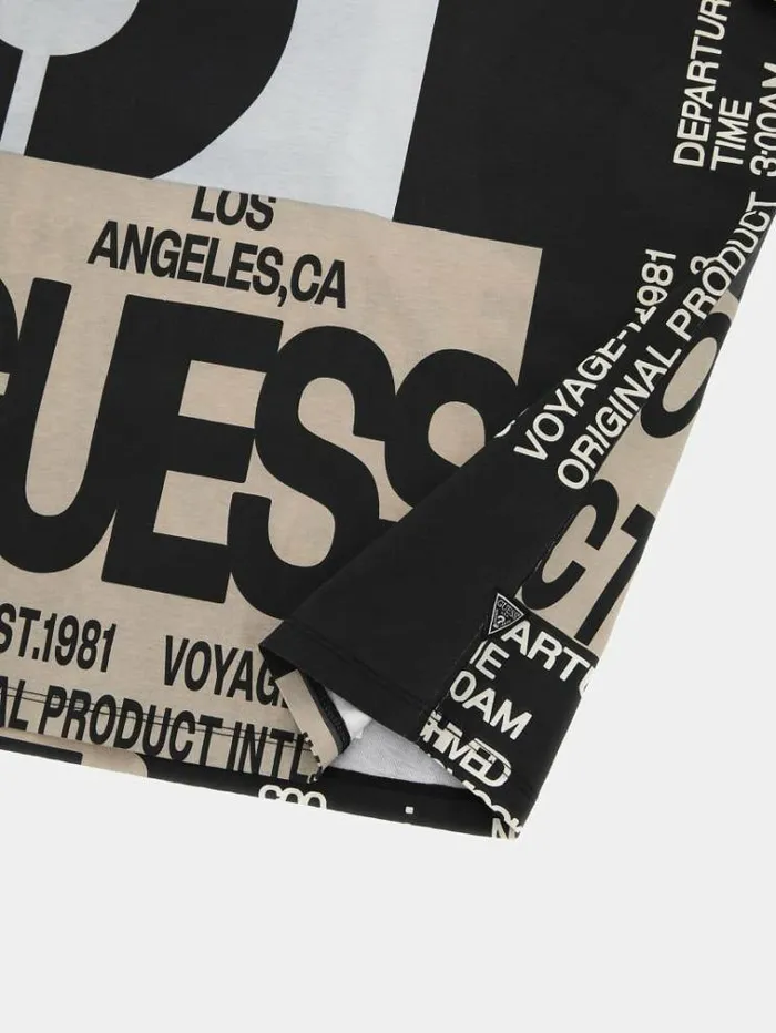 Men All Over Print Tshirt Black Guess Tshirts And Polo Shirts
